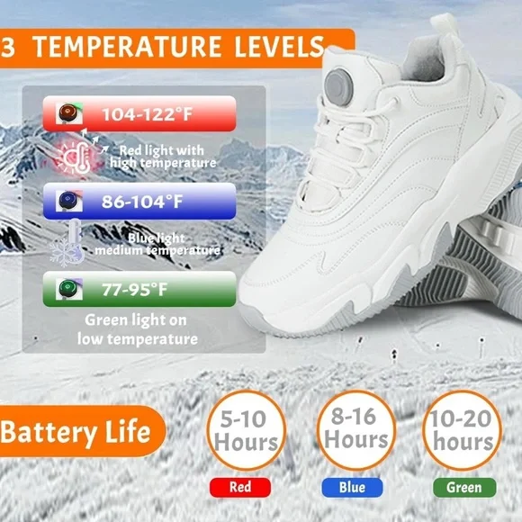 Heated Sneakers for Women - Rechargeable Electric Heated Shoes w/ 3 settings - Picture 4 of 6